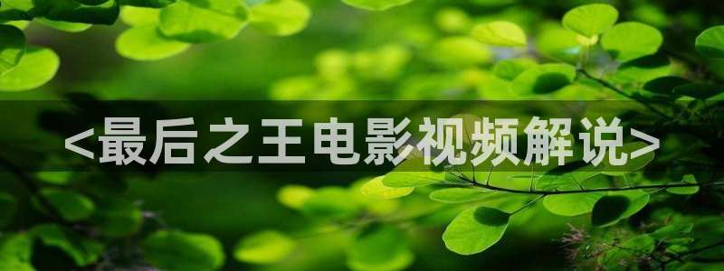 秋霞网免费：<最后之王电影视频解说>